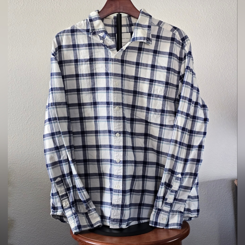 American Eagle Long Sleeve Button Down Plaid Shirt Size XL